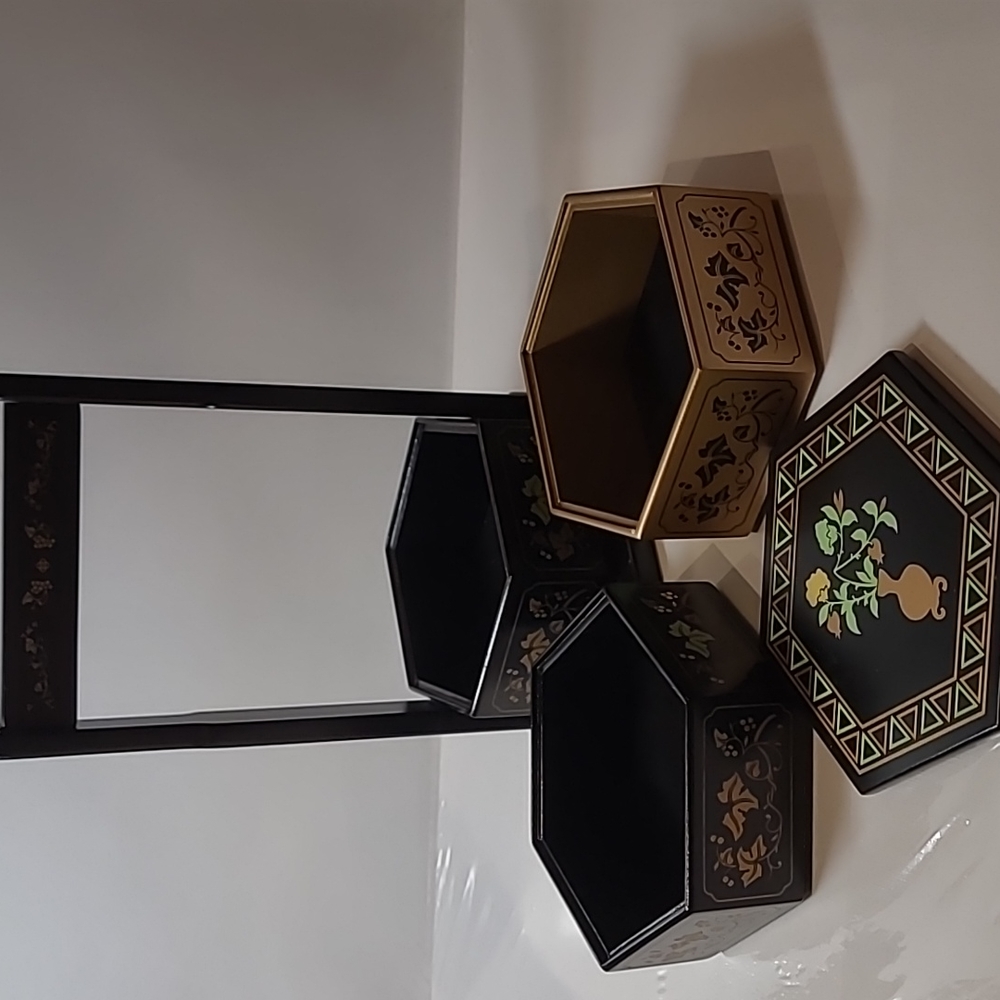 JAPANESE style wood lacquer  box  triple stack